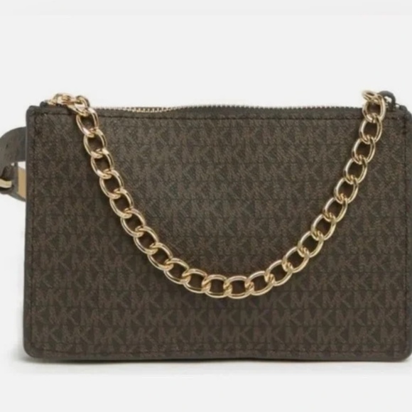 Michael Kors Monogram Belt Bag Purse with Gold Chain - Picture 5 of 5